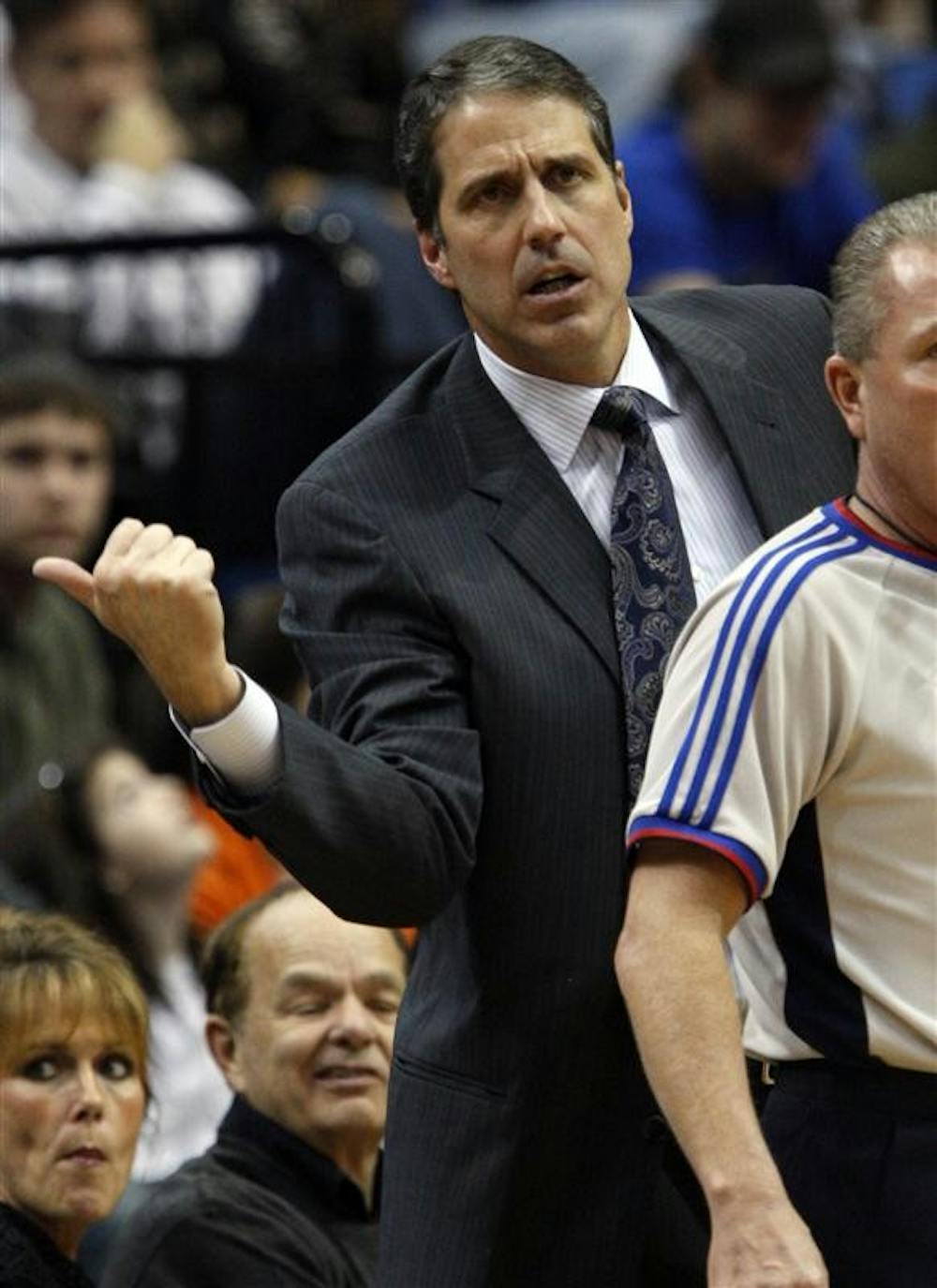 Randy Wittman gestures to his players during the first quarter of an NBA basketball game on Saturday against the Los Angeles Clippers in Minneapolis. Wittman, a former IU basketball player, was dismissed as head coach of the Minnesota Timberwolves NBA team Monday.