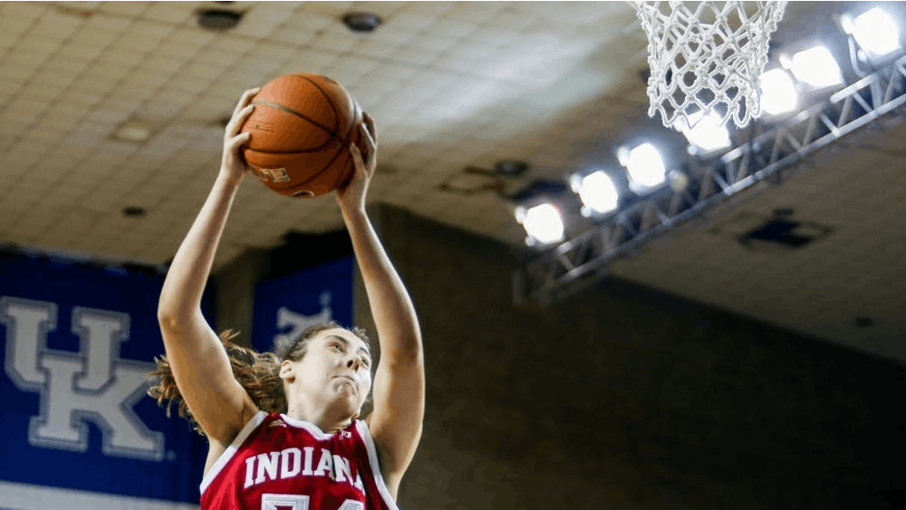 Sophomore forward Mackenzie Holmes plays Dec. 6, 2020, against the University of Kentucky in Lexington, Kentucky. Holmes had 23 points Wednesday in IU&#x27;s win over Wisconsin.