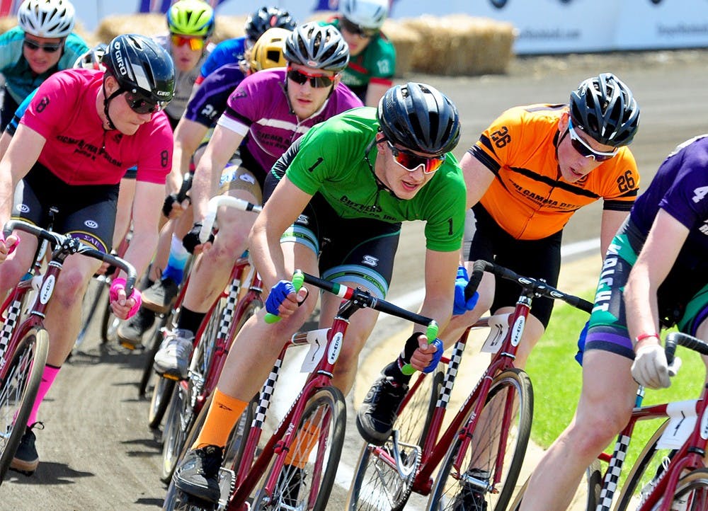 Riders compete during the "2016 Little 500 Men's Race" Saturday at Bill Armstrong Staidum. 