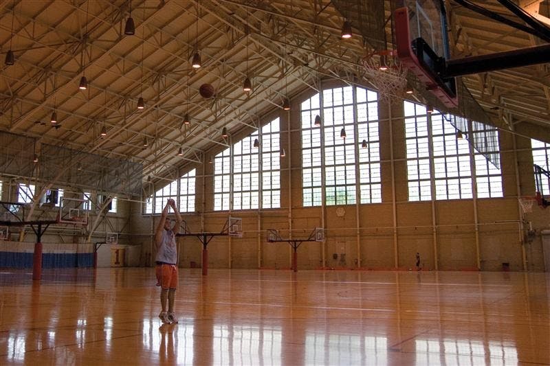 Then IU junior Ian Eldridge shoots hoops May 30, 2007 at the Ora L. Wildermuth Gymnasium of the School of Health, Physical Education, and Recreation. Eldridge came to the court to shoot several times a week.