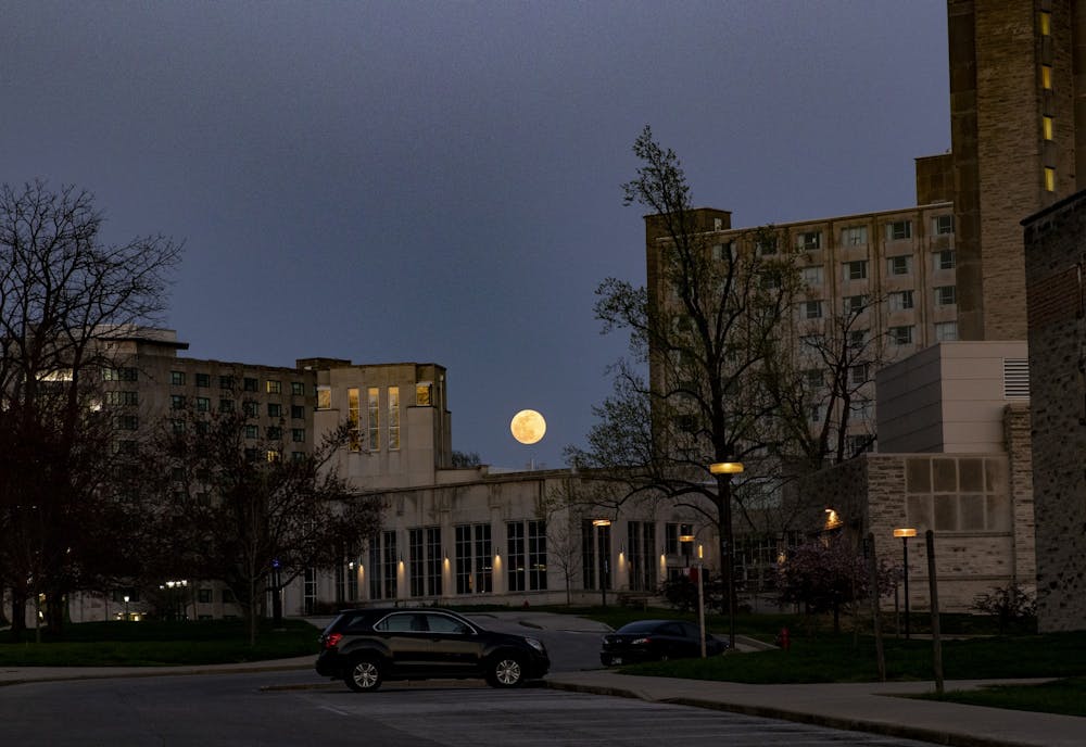 <p>The supermoon shines April 7 above Forest Residence Hall.</p>
