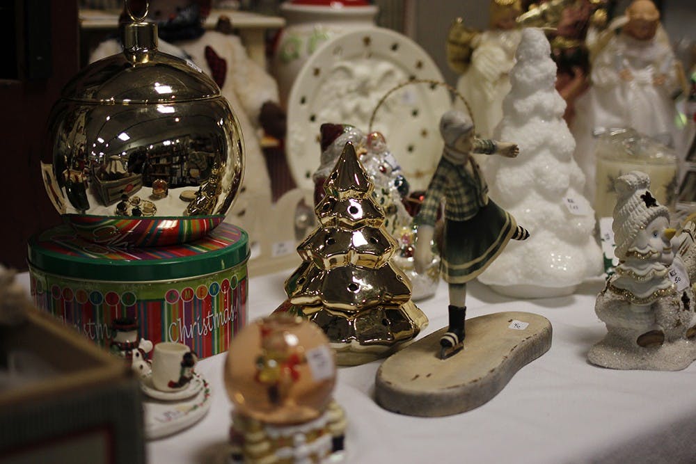 Various holiday trinkets are sold at the Monroe County History Center's "Holiday Market" sale. The items were donated to the center and will be sold there until the first weekend of December. 