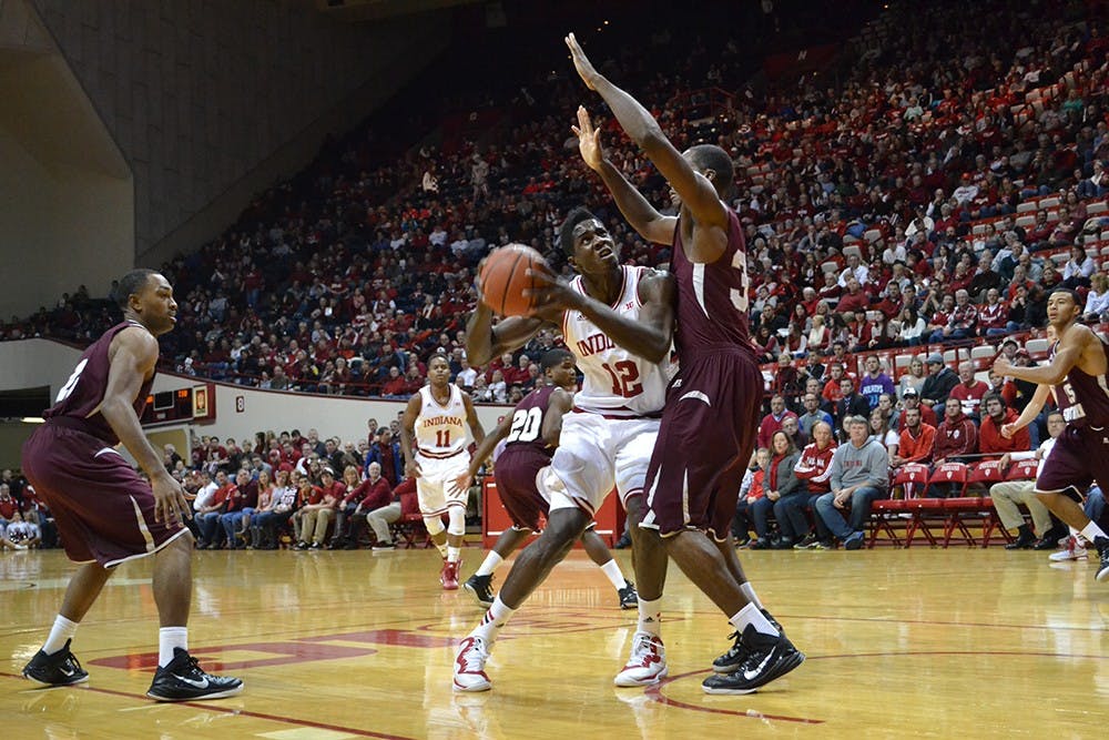 Junior forward Hanner Mosquera-Perea goes up for basket in IU's game against Texas Southern on Monday at Assembly Hall.