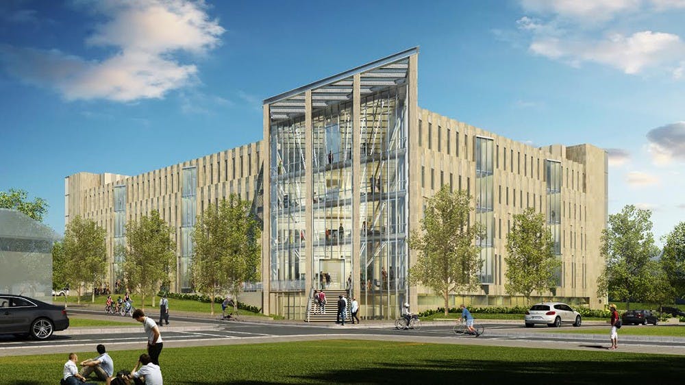 The School of Informatics and Computing is set to open a new building December 2017 that will have 4.5 floors, 124,000 square feet and cost roughly $39.8 million dollars.