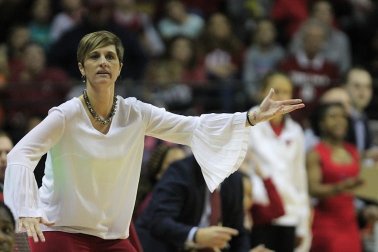Women's basketball coach Teri Moren calling out to her players during the game against Purdue on Jan. 6 at Simon Skjodt Assembly Hall. The Hoosiers lost to No. 23 Michigan, 84-79.&nbsp;