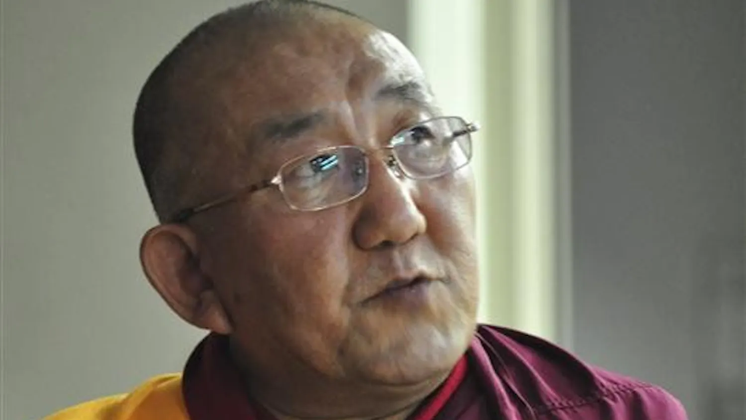Arjia Rinpoche tells the story of his life Wednesday in Swain Hall East. At two years old, Rinpoche was recognized as the reincarnation of Lama Tsong Khapa's father, thus taking his place as Abbot of the Kumbum Monastery.