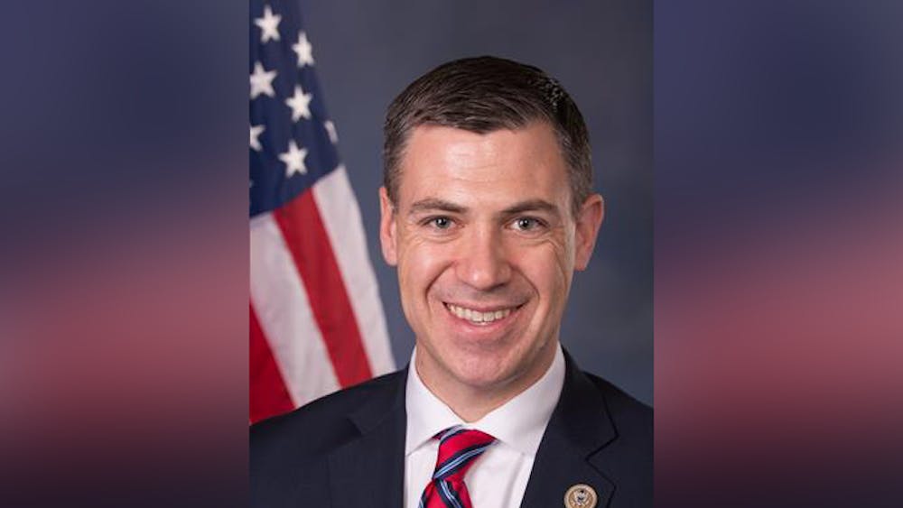 A portrait of U.S. Rep. Jim Banks is shown. Banks represents Indiana&#x27;s 3rd congressional district, and he announced his run for U.S. senator on Jan. 17, 2023. 