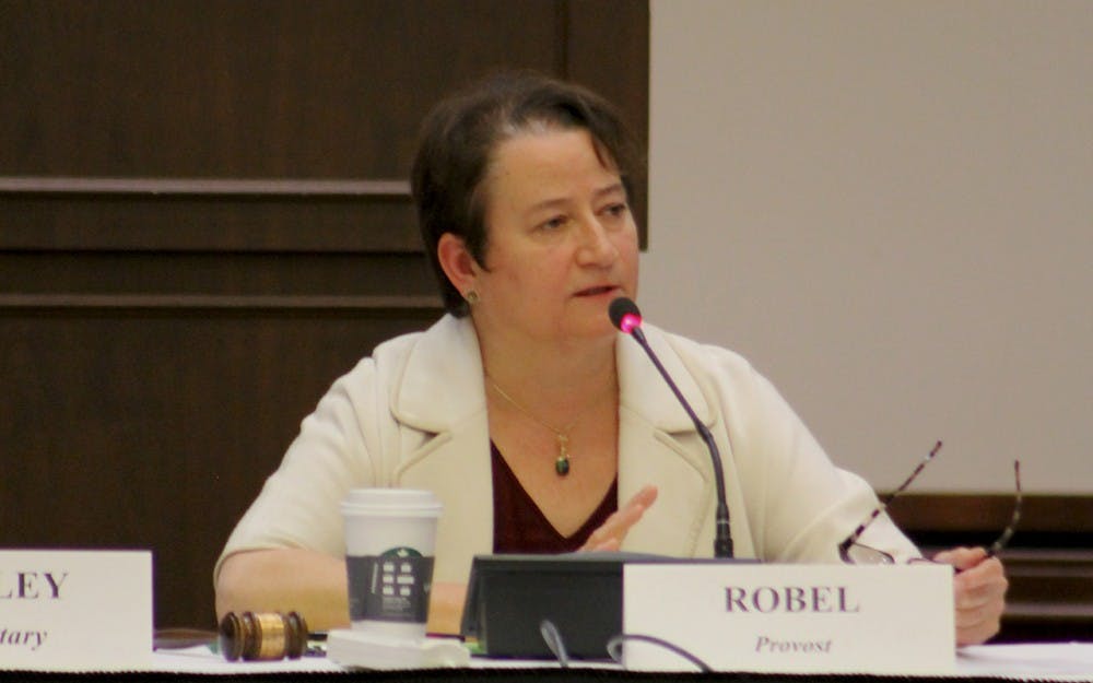 Provost and Executive Vice President Lauren Robel speaks during the Bloomington Faculty Council meeting held in Presidents Hall Tuesday afternoon.