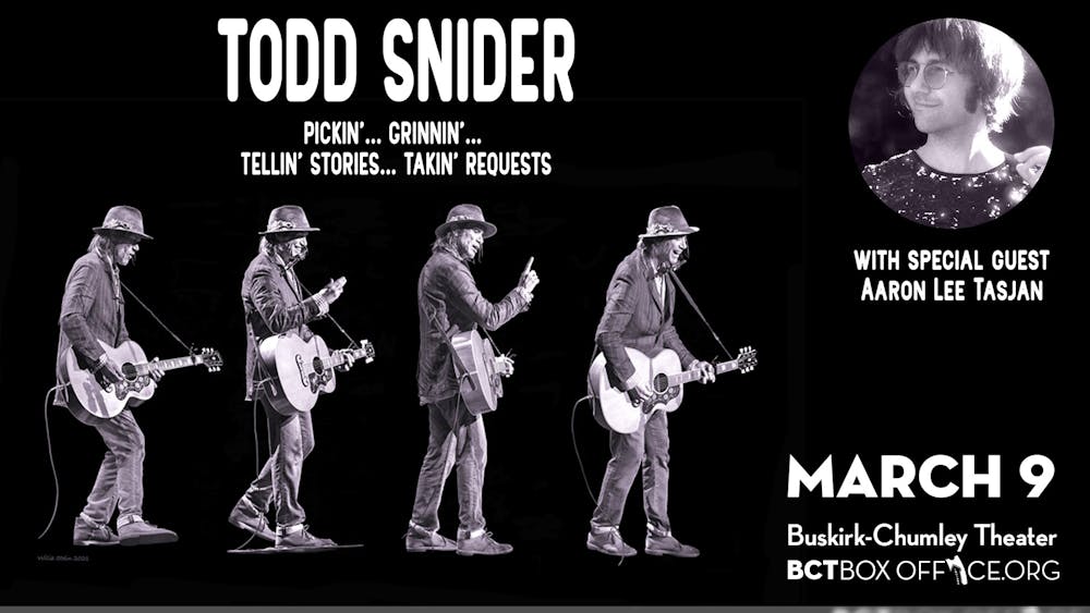 Todd Snider, folk singer, songwriter and storyteller, will perform at the Buskirk-Chumley Theater at 8 p.m. March 9. Doors open at 7 p.m., and tickets are $35 for the orchestra pit, $30 for the orchestra andlower balcony and $25 for the upper balcony. 