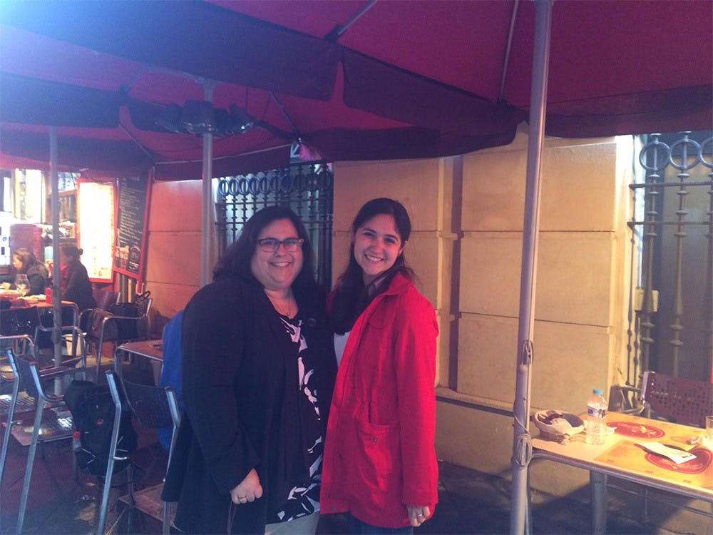 Alyson Malinger enjoys some evening tapas with her mother the first evening of her visit to Spain. Alyson hasn't seen her mom in almost four months.