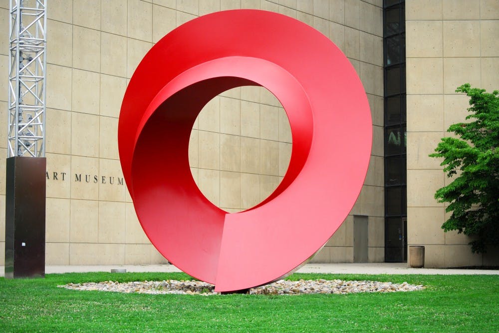 The "Indiana Arc," a sculpture outside the Art Museum