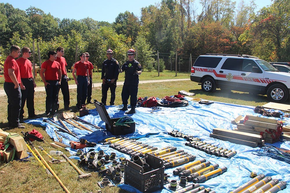 Firefighters learn how rescue people in the event of a trench collapse in a training on Thursday morning. 
