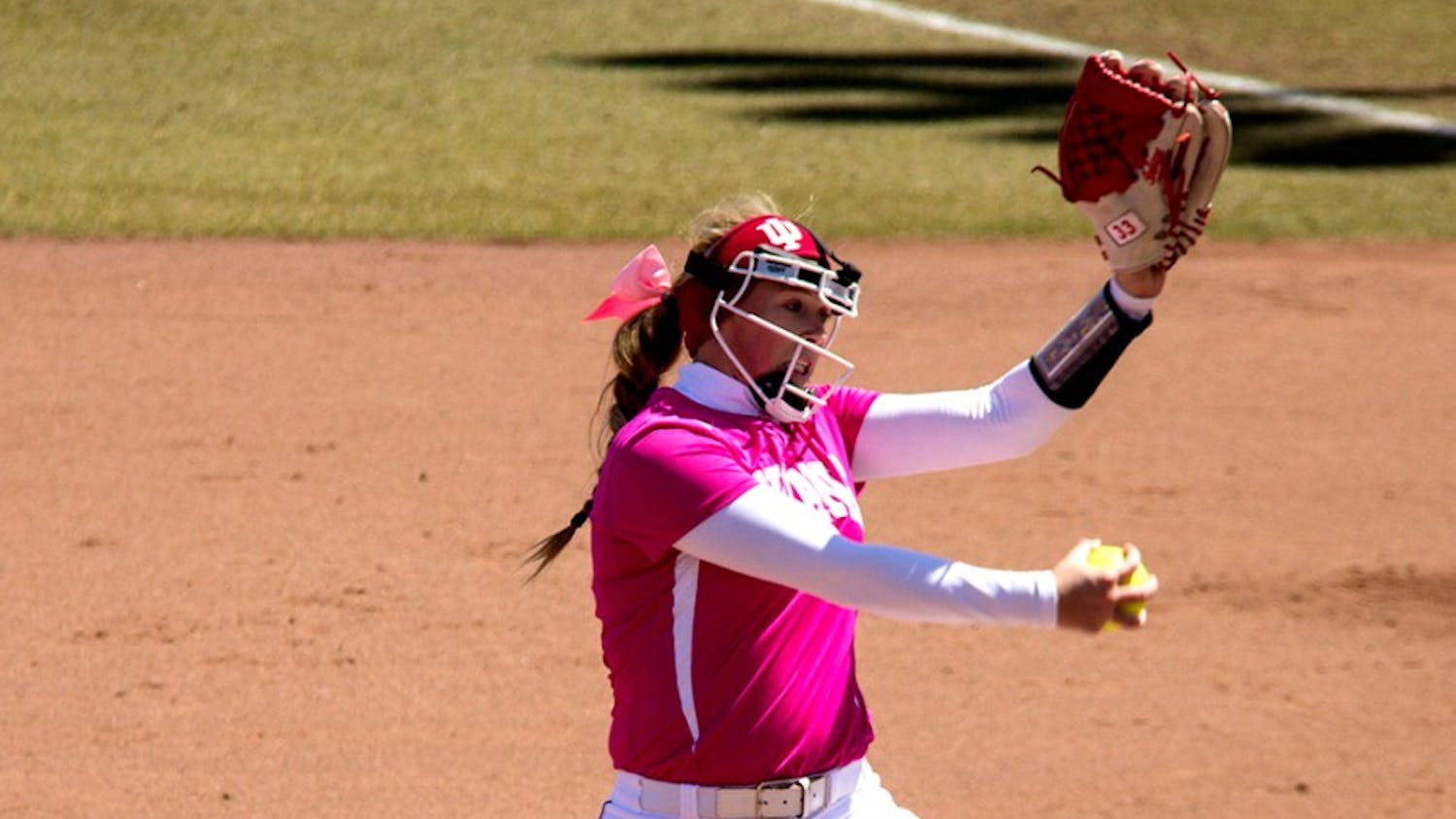 Freshman pitcher Tara Trainer throws a pitch during Saturday againsts Penn State University at Andy Mohr Field. IU lost agianst Indiana State 7-15.