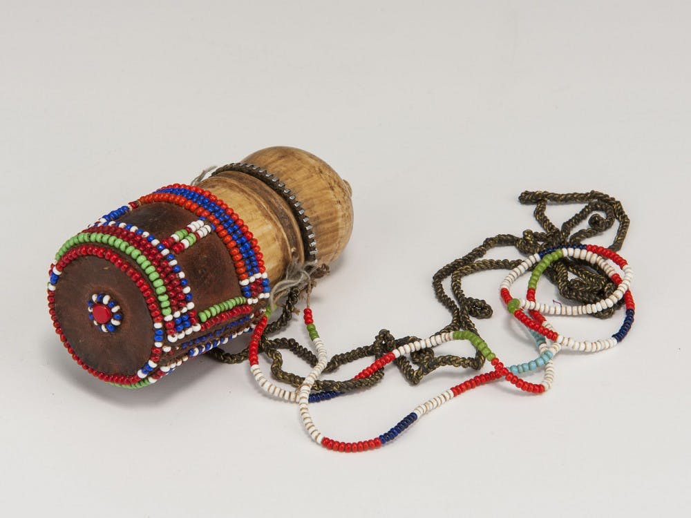 A snuff container made by the Maasai peoples of Kenya that was collected in 1976. The show will open at the IU Art Museum March 2016.