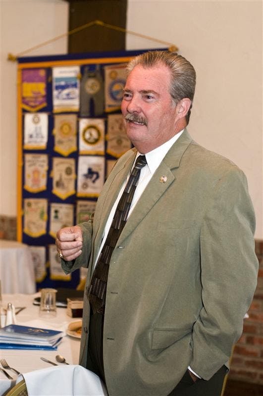 Former Rep. Mike Sodrel, R-9th, visits a Rotary Club lunch meeting Thursday in New Albany, Ind. Sodrell is in a race against against Rep. Baron Hill, D-9th, for southern Indiana's 9th Congressional district.