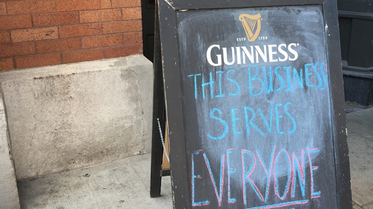 A Guinness chalkboard sign sits outside O’Reilly’s Irish Bar &amp; Restaurant in downtown Indianapolis. Even though RFRA has been signed, Indianapolis as a city has non-discrimination laws that protect LGBT citizens, according to the Human Rights Campaign.
