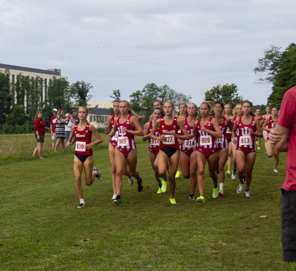 <p>Indiana women&#x27;s cross country competed against Miami University on Sept. 4, 2021, at the IU Championship Cross Country Course. Indiana finished 14th in the men’s race and 17th in the women’s race of the Joe Piane Invitational on Friday.</p>