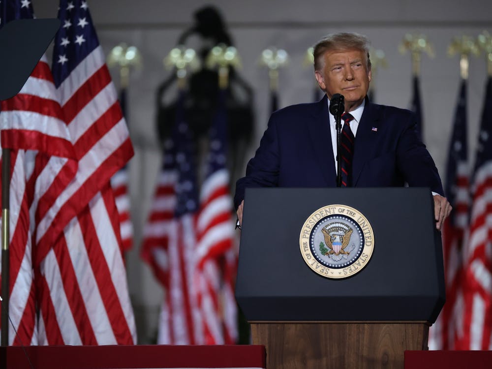 Then-president Donald Trump delivers his acceptance speech for the Republican presidential nominationAug. 27, 2020, on the South Lawn of the White House in Washington, D.C. 