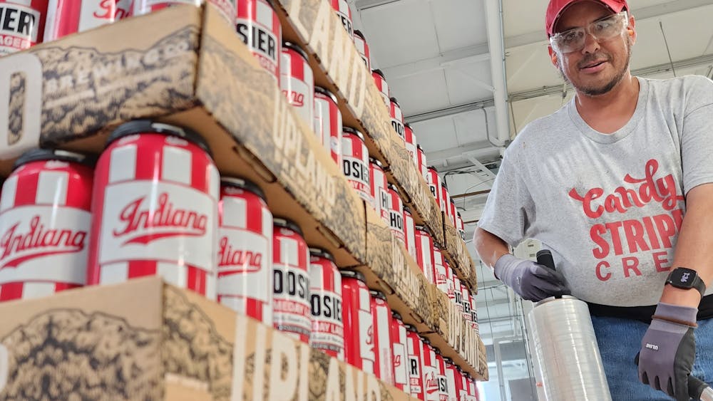 A promotional photo of IU Hoosier Gameday Lager is seen. Upland Brewing Company is partnered with IU on the Hoosier Gameday Lager, the official beer of IU athletics.