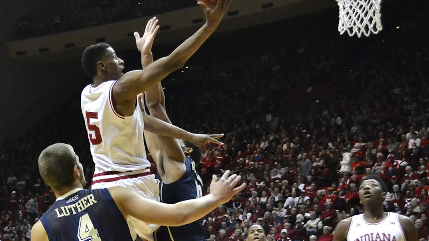 Sophomore Troy Williams attempts a shot during IU's game against Pittsburgh on Tuesday at Assembly Hall.