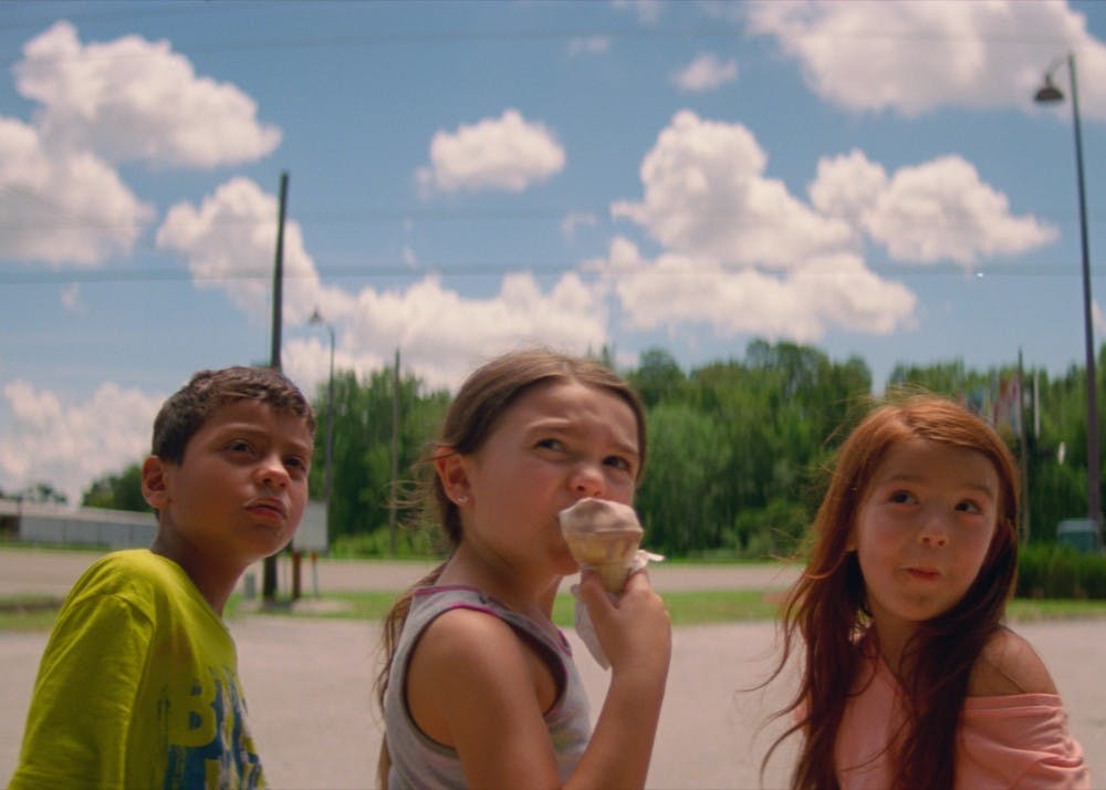 <p>Christopher Rivera, Brooklynn Prince and Valeria Cotto star in "The Florida Project."</p>