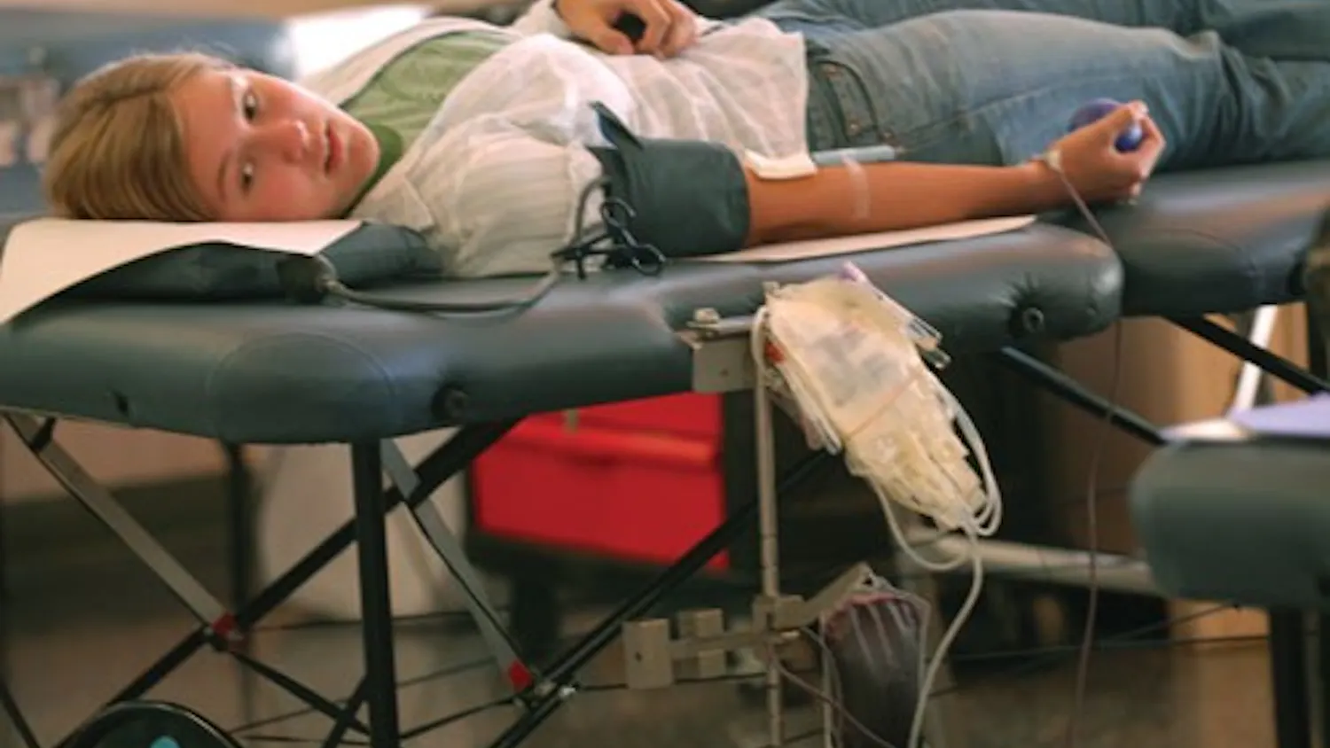 IDS File Photo
Freshman Joan Russick donates blood at Teter quad Sept. 14, 2006.