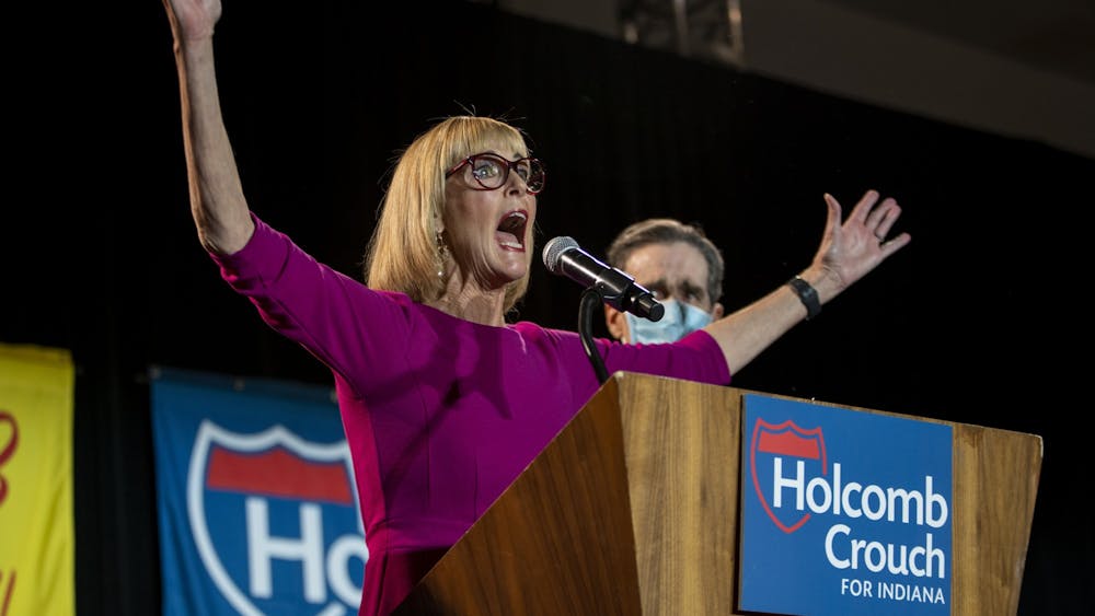 Lt. Gov. Suzanne Crouch gives a speech after her reelection Nov. 3, 2020, in the JW Marriott in downtown Indianapolis. Crouch formally began her 2024 campaign for governor Dec. 12.