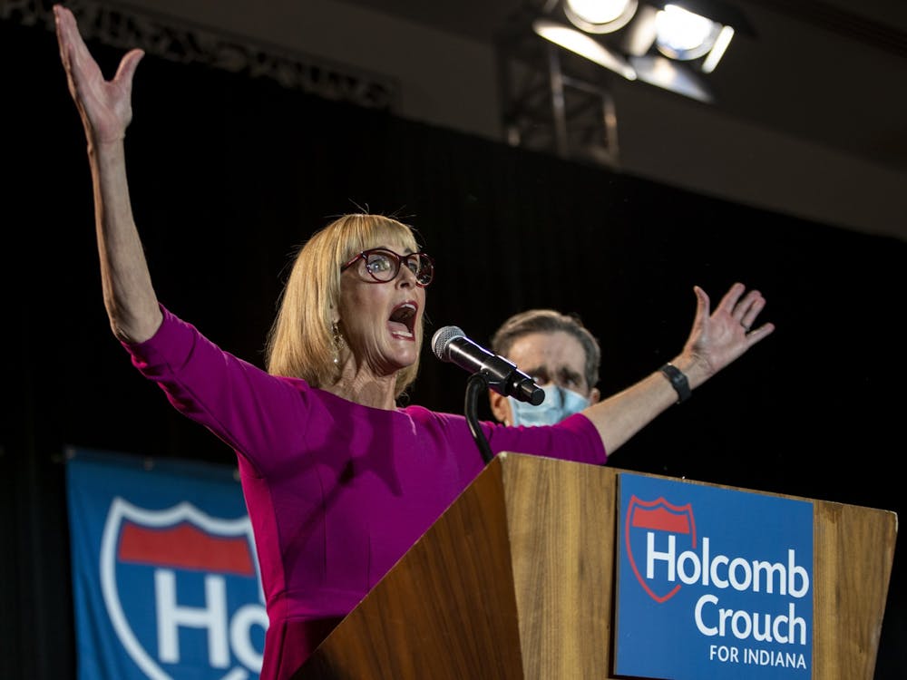 Lt. Gov. Suzanne Crouch gives a speech after her reelection Nov. 3, 2020, in the JW Marriott in downtown Indianapolis. Crouch formally began her 2024 campaign for governor Dec. 12.
