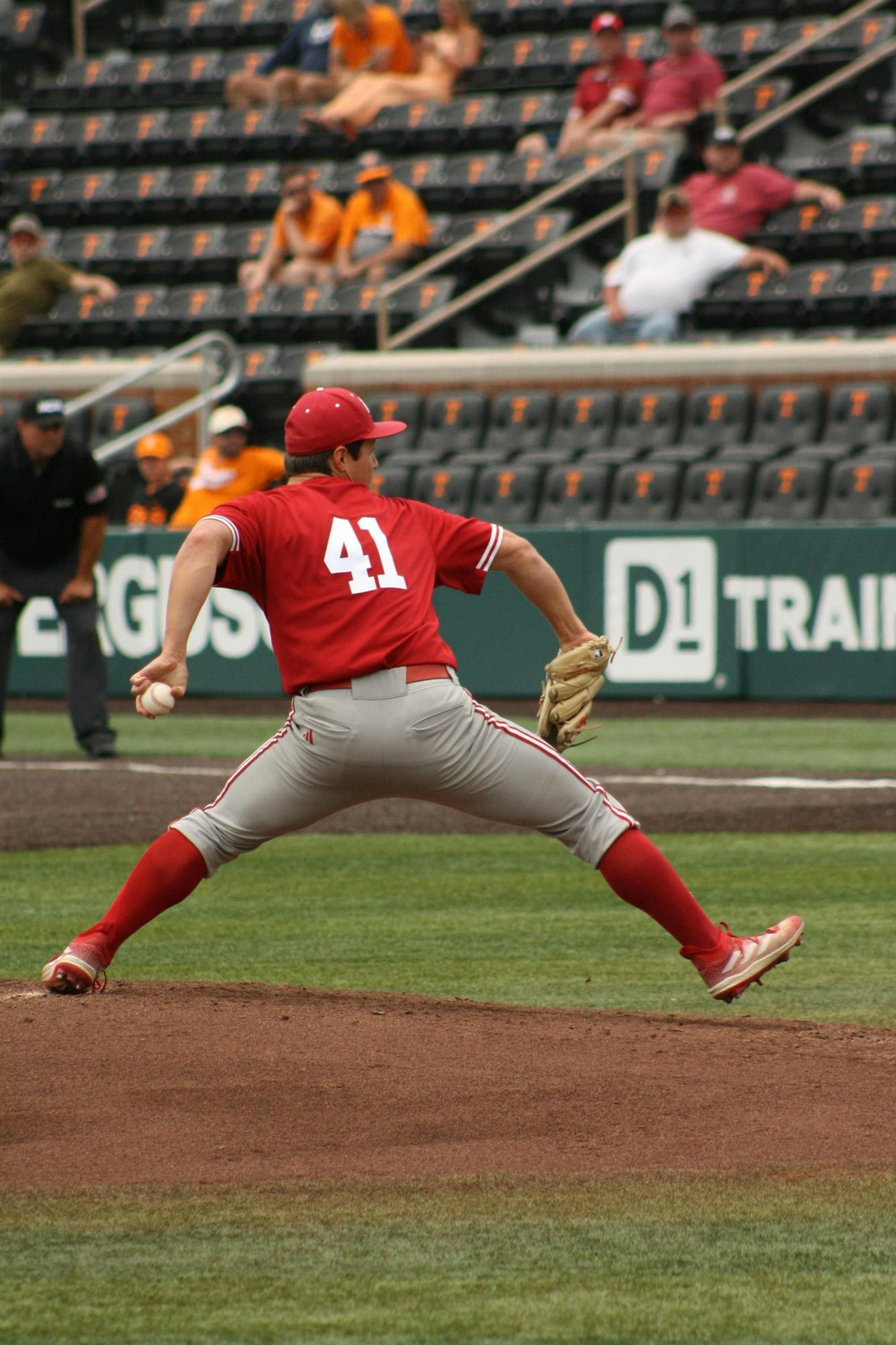 Indiana pitcher Ty Bothwell delivers a pitch against the University of Southern Mississippi in the Knoxville Regional on May 31. In 5.2 innings, Bothwell allowed three runs on seven hits.