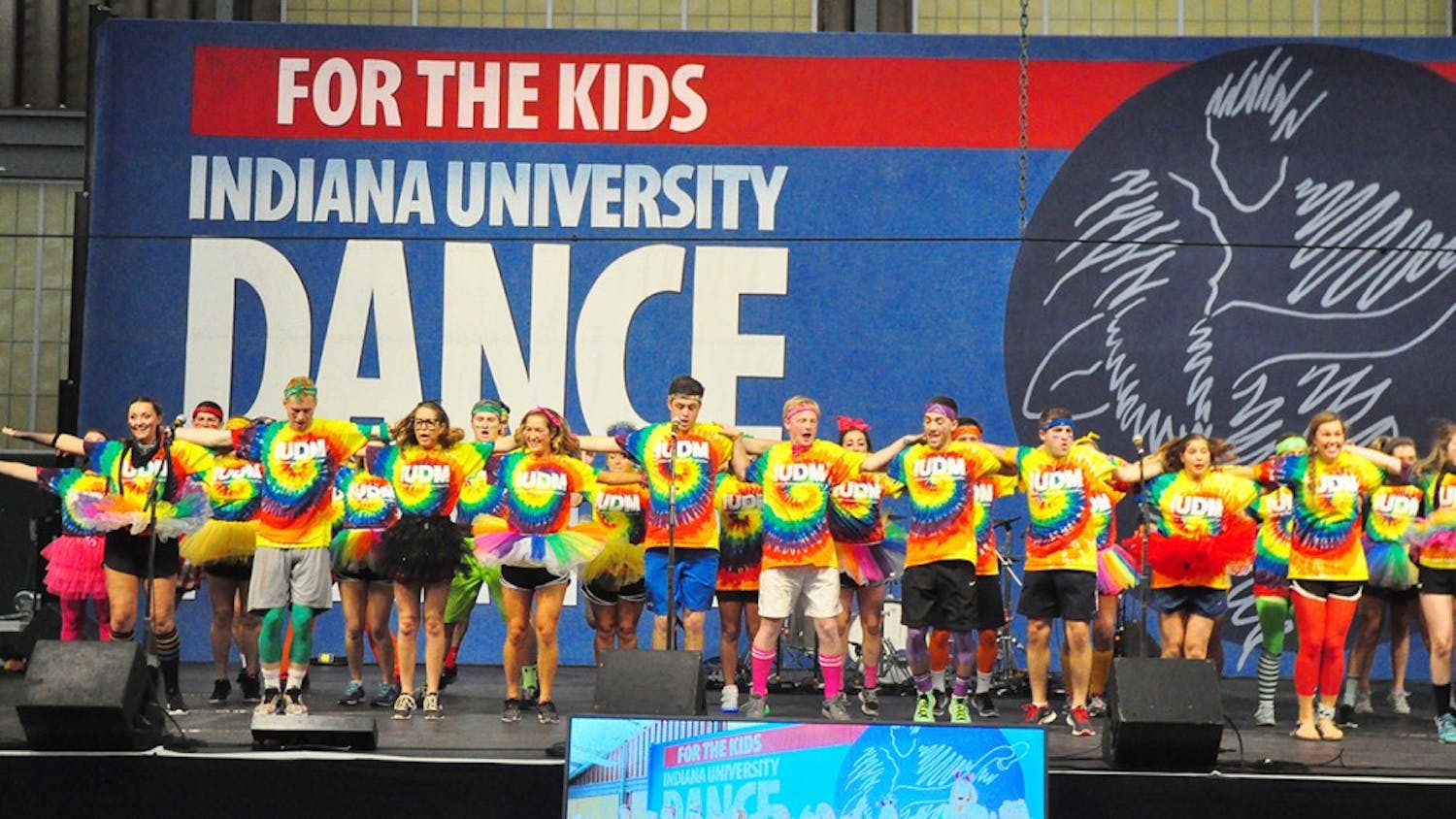 IUDM dancers take the stage Friday night to preform in front of the crowd during the marathon.