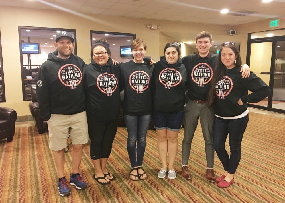 <p>Members of the First Nations Educational and Cultural Center pose for a picture at the Big Ten Native American Conference. Joining other Big Ten universities, students and staff shared how they've experienced native heritage on a college campus.</p>