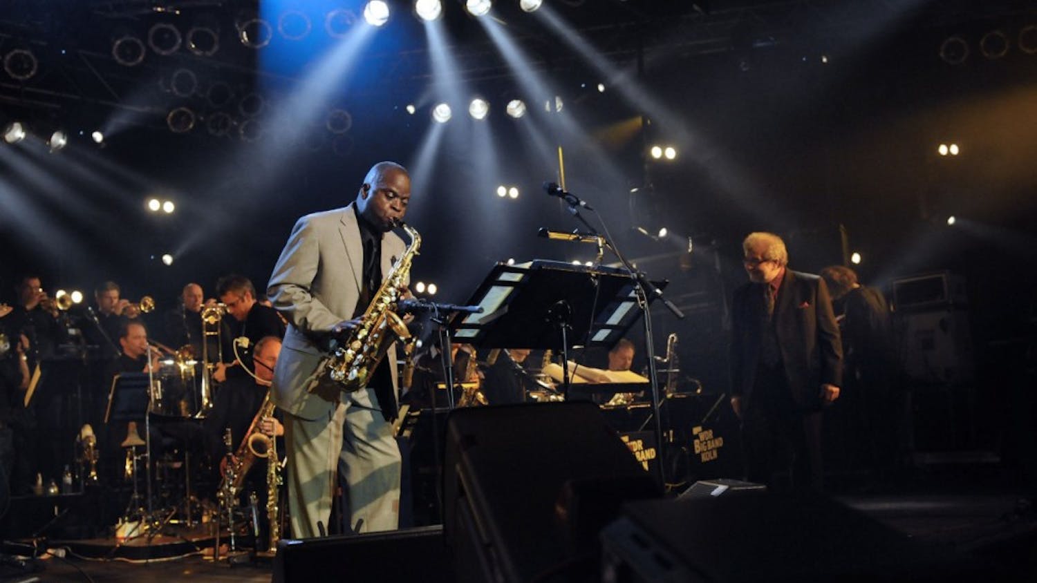 Maceo Parker performed Saturday in Buskirk-Chumley Theater. The American funk and soul jazz saxophonist performed with his own ensemble this weekend though, throughout his career, he has played alongside names such as James Brown, George Clinton and Prince.