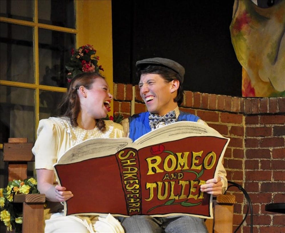 Sweethearts, Mary Lane and Jimmy Harper, share a laugh Saturday evening during a performance of Reefer Madness: the Musical, at the John Waldron Arts Center.