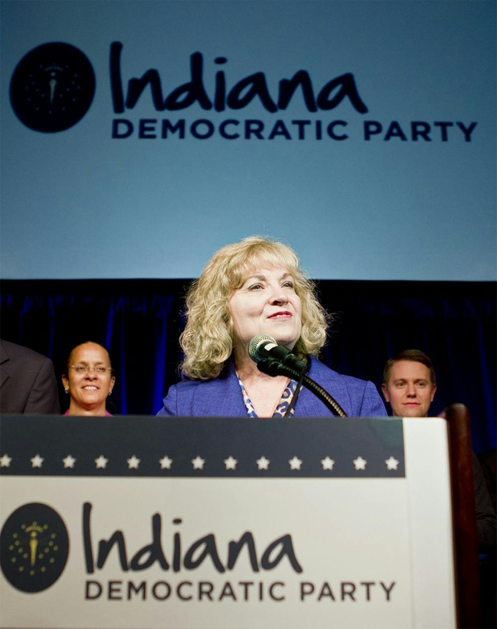 Newly-elected Superintended for the state of Indiana Glenda Ritz addresses attendees of the Democratic watch party in downtown Indianapolis on Nov. 6, 2012.