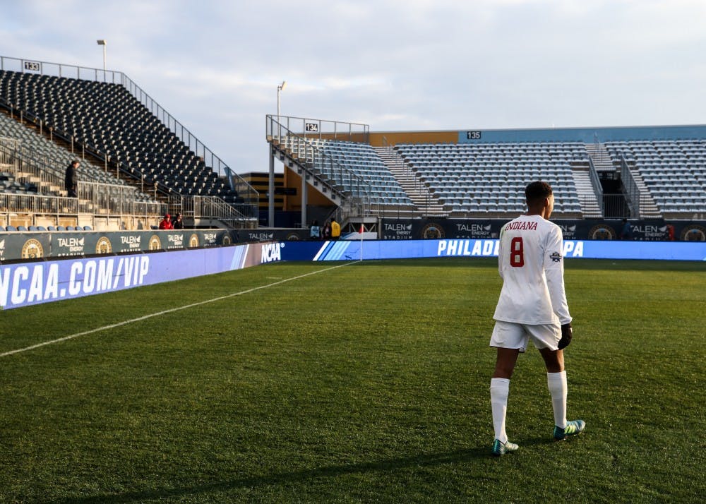 Freshman forward Mason Toye exits the field after the NCAA College Cup on Dec. 10 at the Talen Energy Stadium in Chester, Pennsylvania. Toye was selected seventh overall by Minnesota United FC in the 2018 MLS SuperDraft on Friday.&nbsp;