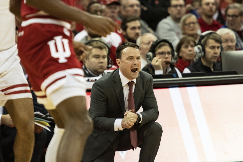<p>IU men’s basketball coach Archie Miller yells during the first half of the game Dec. 7 at Kohl Center in Madison, Wisconsin. IU lost to Rutgers 59-50 on Jan. 15.  </p>