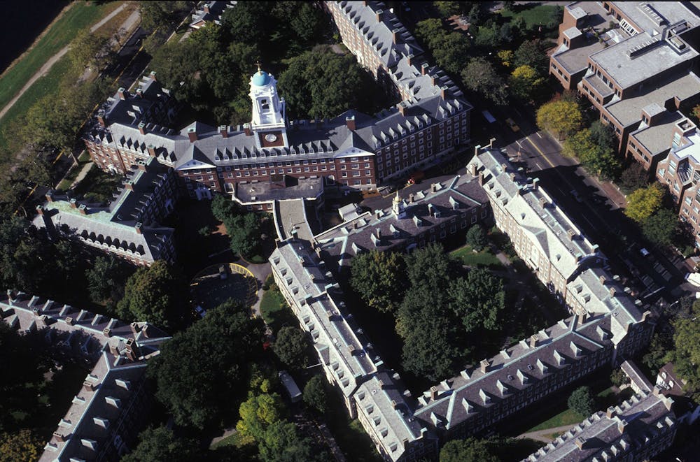 Harvard University&#x27;s campus is seen from above in 2013. The prime minister of Antigua and Barbuda wrote a letter to the university&#x27;s president asking the university to make amends for Antiguan slave labor contributions to the creation of Harvard Law School.