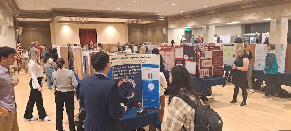 <p>Students are seen presenting posters during the Empathy ASURE ﻿Poster Show on Dec. 6, 2022, in the Frangipani Room at the IMU. Students showcased their cumulative work from the “Literature and Science of Empathy” class offered through the ASURE program.</p>
