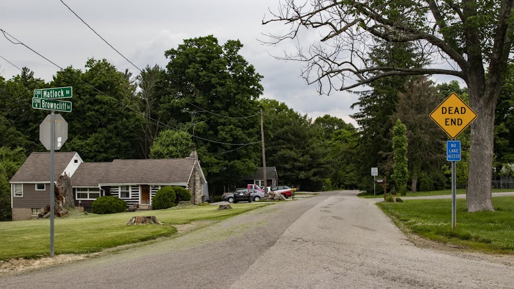 Houses line the street June 4 on Matlock Road near Griffy Lake. According to IU-Purdue University Indianapolis research, neighborhoods near the lake are at significantly lower risk for coronavirus cases.