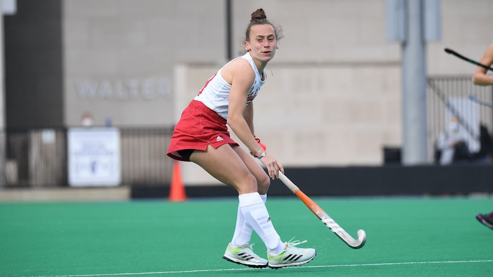 <p>IU freshman Taylor Etling competes in a field hockey match against Maryland on March 19. Maryland beat IU 5-0.</p>