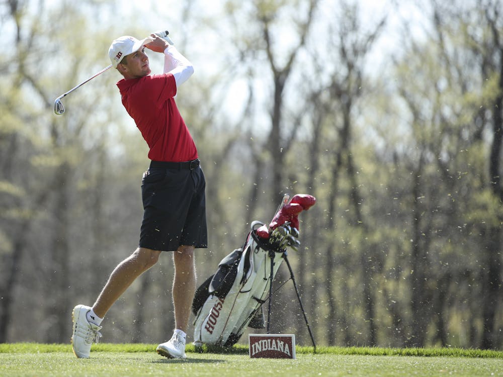 BLOOMINGTON, IN - April 09, 2023 - Thomas Hursey during the Hoosier Classic tournament at Pfau Golf Course in Bloomington, IN. Photo By Dalton Wainscott/Indiana Athletics.