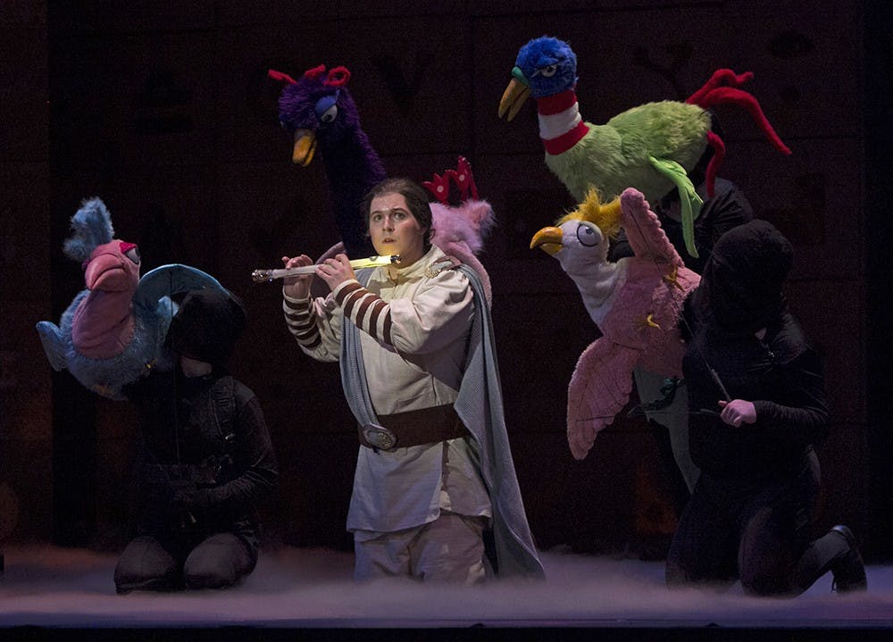 Michael Day as Tamino acts in the dress rehearsal of "The Magic Flute" in the Musical Arts Center on Monday night. "The Magic Flute" opens on Friday.