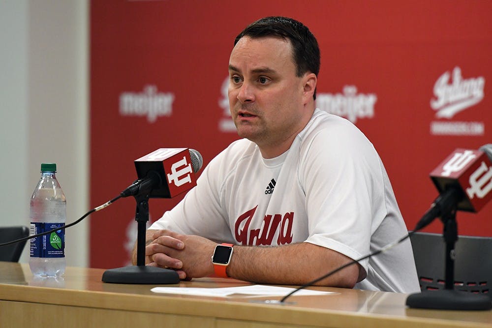 Head Coach Archie Miller talks to the media during media availability Tuesday afternoon.   Miller took over after former head coach Tom Crean was fired.