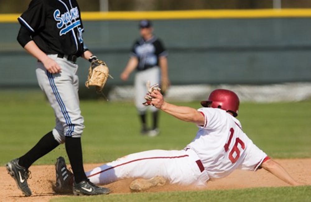 Freshman Josh Phegley slides into second during an April 17 game against Indiana State. The Hoosiers face Ohio state in away games Friday, Saturday and Sunday.