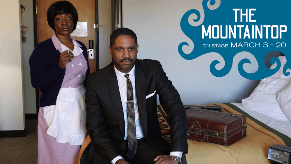 <p>Actor Michael Aaron Pogue, performing as Dr. Martin Luther King Jr., and AshLee “PsyWrn Simone” Baskin, performing as Camae, are pictured. &quot;The Mountaintop&quot; will take place at the Waldron Auditorium from March 3, 2022 to March 20, 2022, at various showtimes. </p>