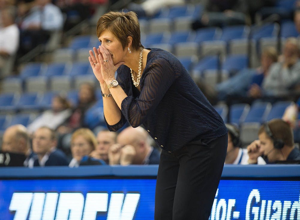Then Indiana State Coach Teri Moren during a game against IU. Moren is the new IU Women's Basketball coach.