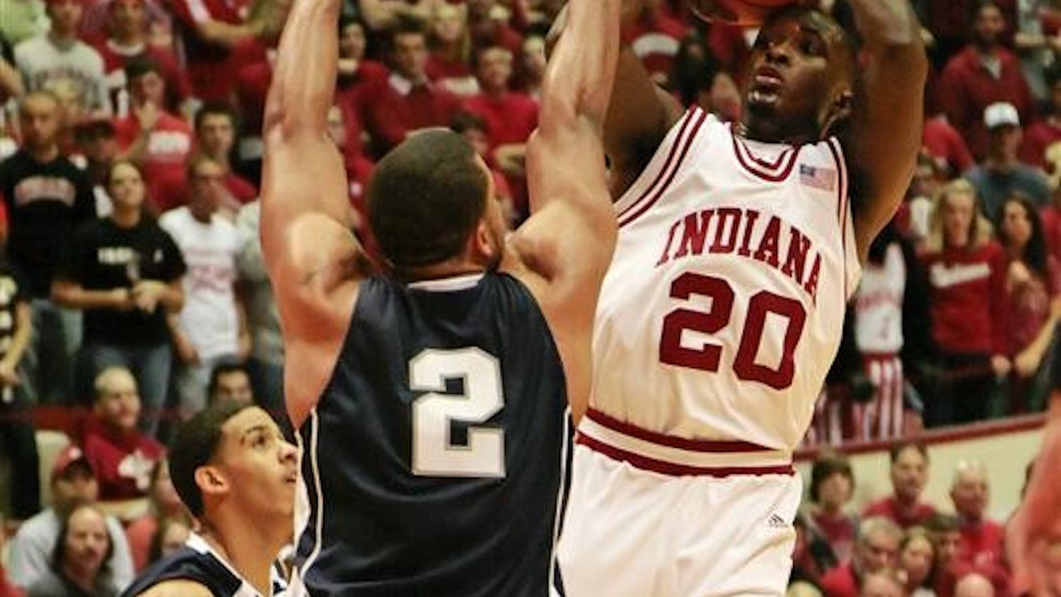 Freshman guard Nick Williams takes a jump shot during the Hoosiers 65-55 loss to Penn State Saturday night at Assembly Hall.