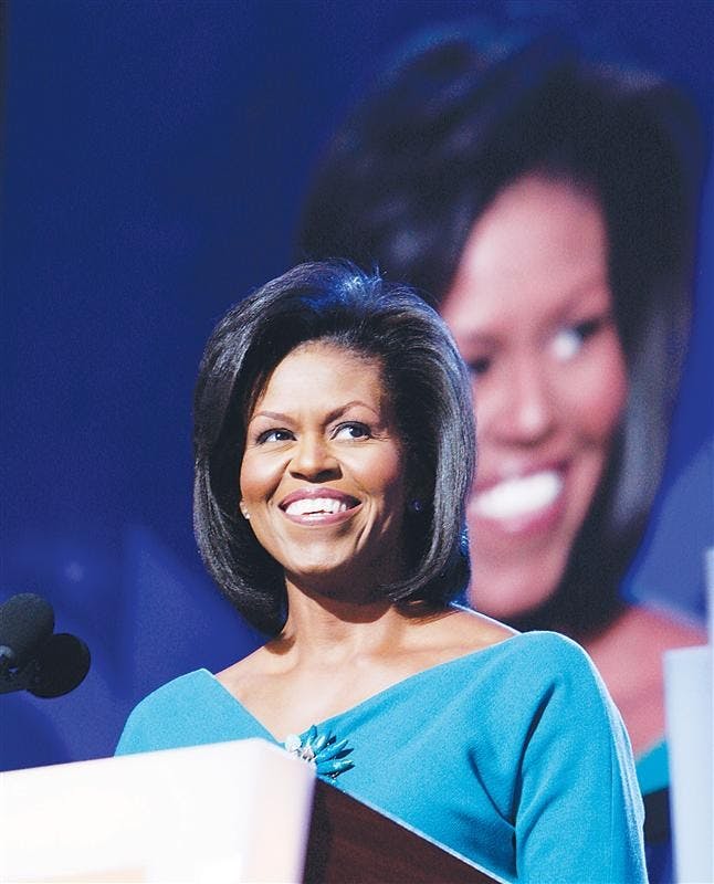 Michelle Obama, wife of Democratic presidential candidate Sen. Barack Obama, D-Ill., speaks during the Democratic National Convention on Monday in Denver. 