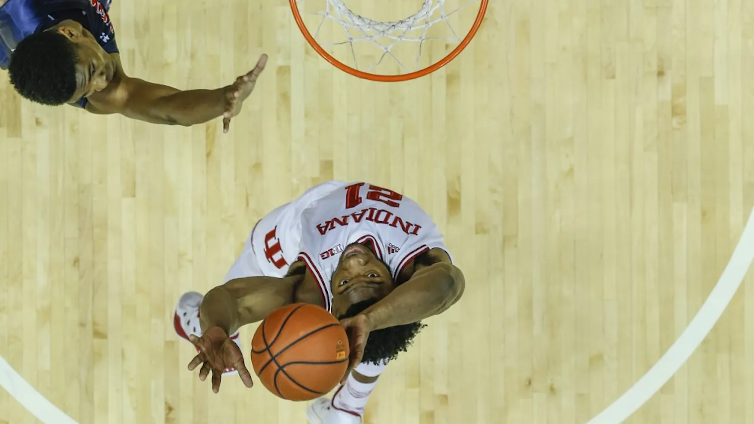 Senior forward Freddie McSwain Jr. attempts a layup during the Hoosiers' game against Howard University on Sunday. The Hoosiers beat Howard 86-77. 