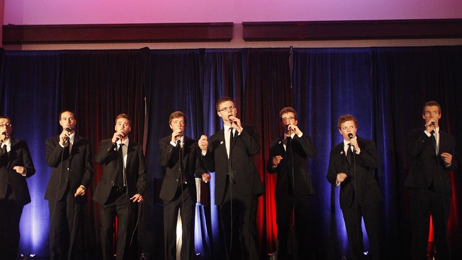 Another Round, from Indiana University, performs at the beginning of the IU Dance Marathon Fundraising gala on Oct. 11 at the Marriott Hotel in Indianapolis.